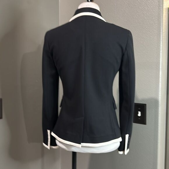Talbots Black Blazer Jacket Cream Contrast Trim petites - Picture 7 of 10